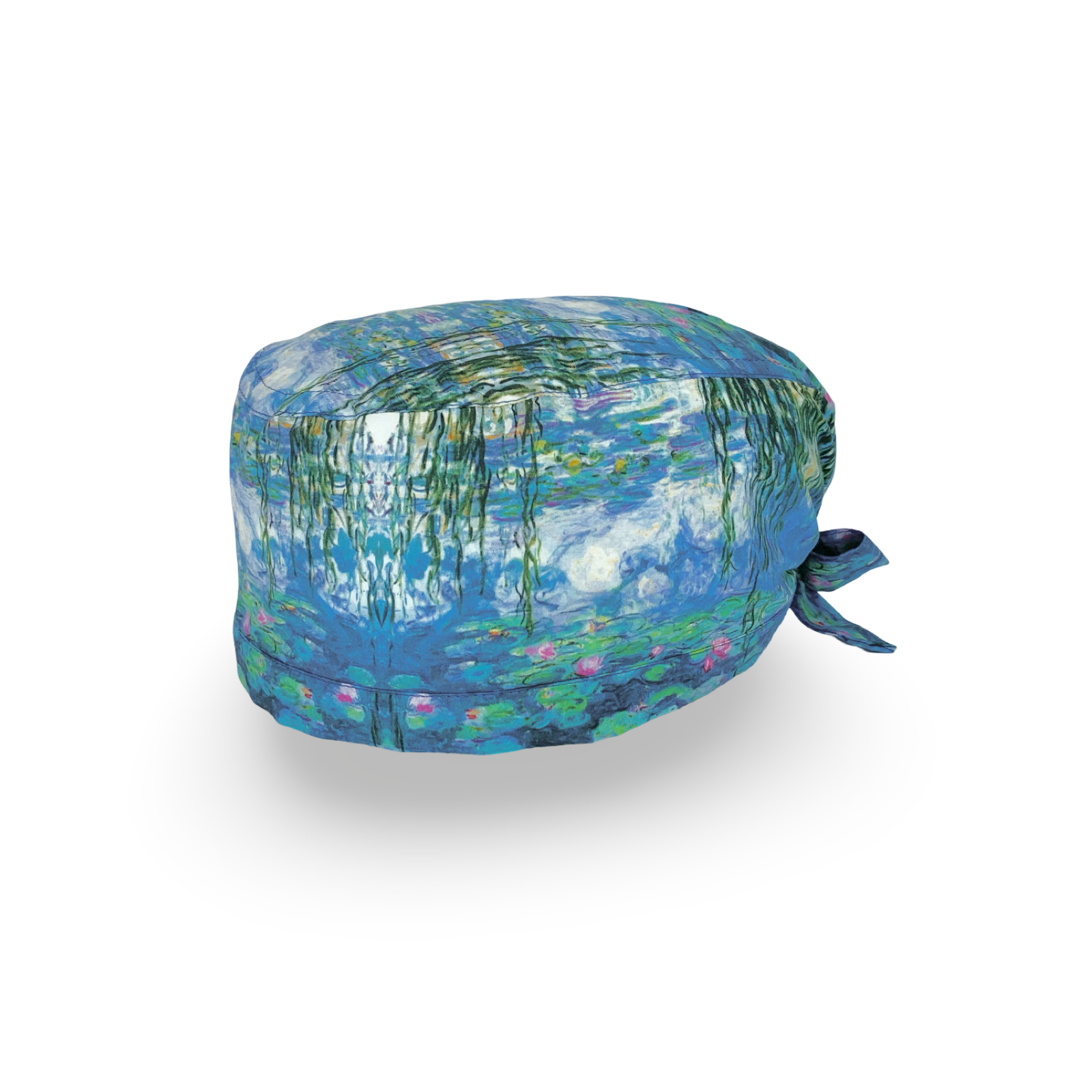 Cuffietta chirurgica con un collage di rappresentazioni del famoso quadro di Monet "le ninfee"