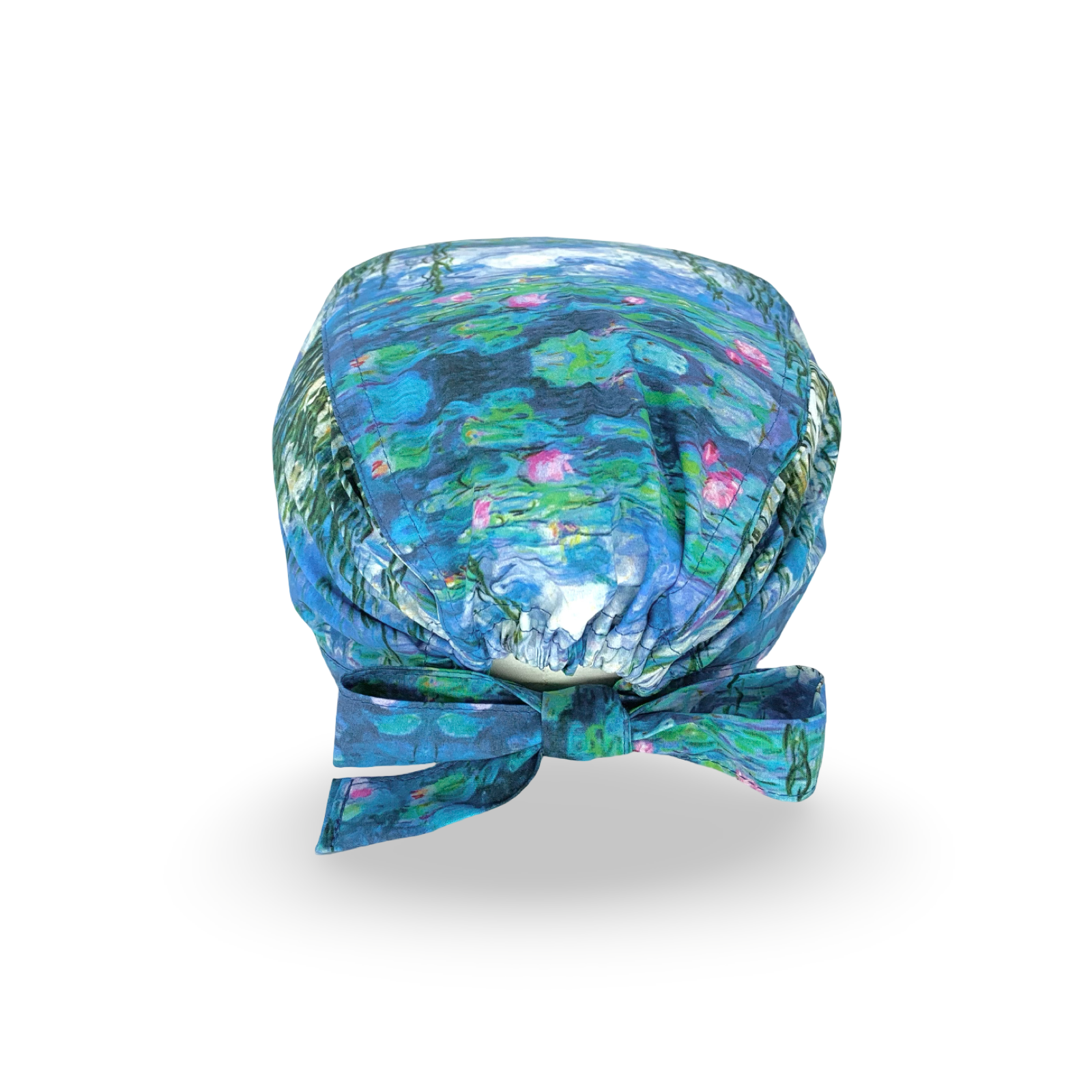 Cuffietta chirurgica con un collage di rappresentazioni del famoso quadro di Monet "le ninfee"