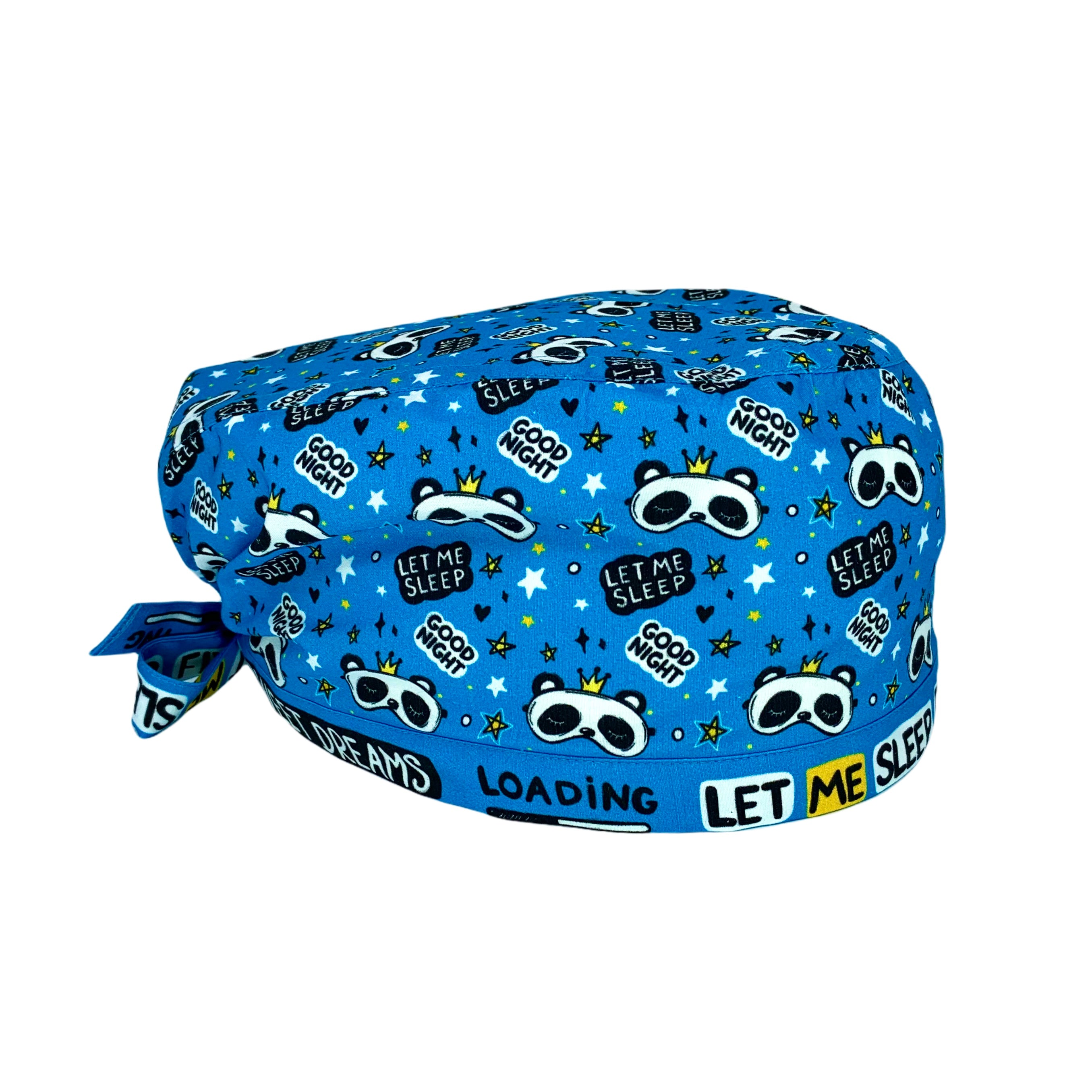 La cuffia medica ideale per gli anestesisti ma anche per i dormiglioni e per chi ha sempre bisogno di 5 minuti in più di sonno! qui tante piccole maschere per dormire a forma di panda con stelline su sfondo azzurro intenso
