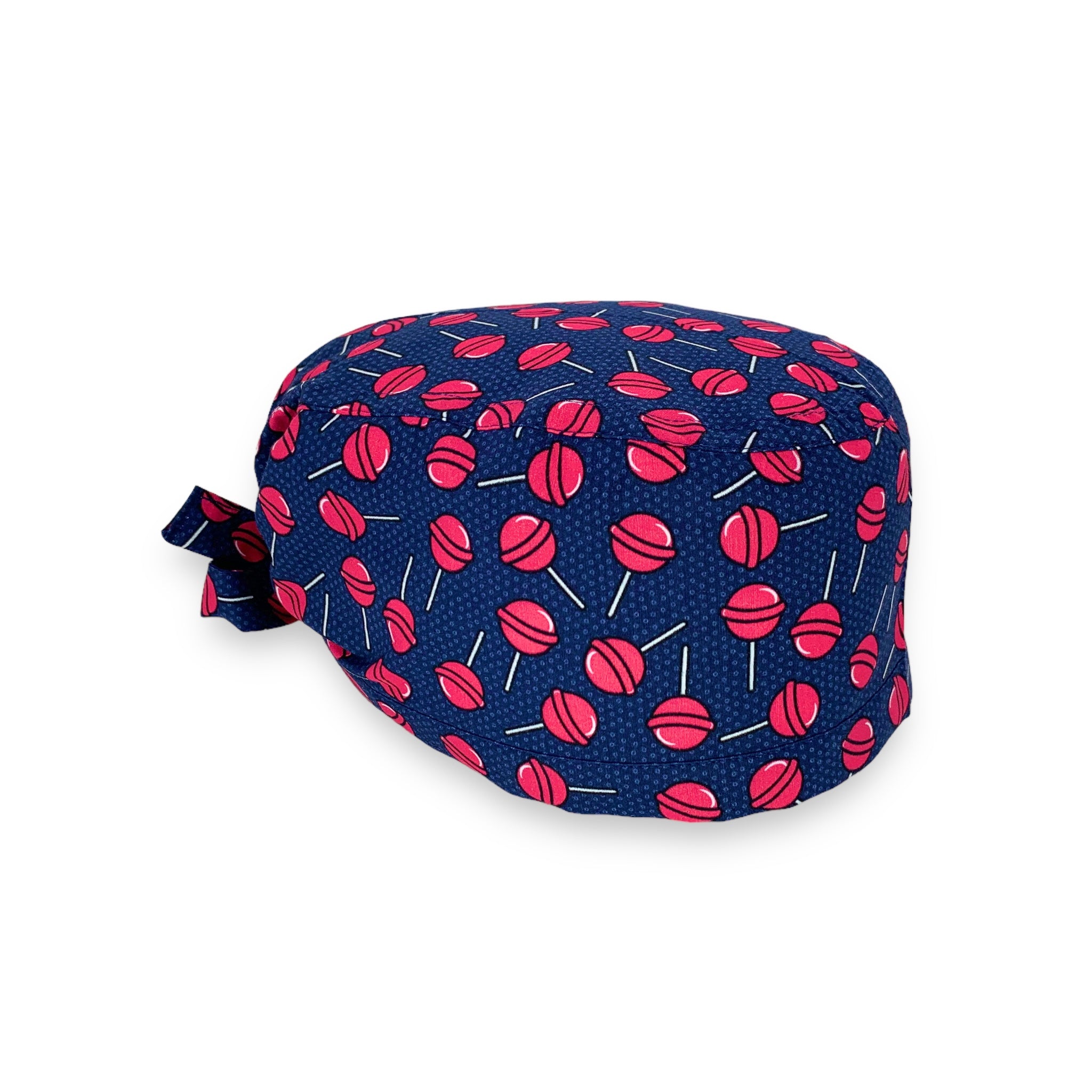 La cuffietta chirurgica ideale per i fanatici dei lecca lecca! Una distesa di chupa chups su sfondo blu