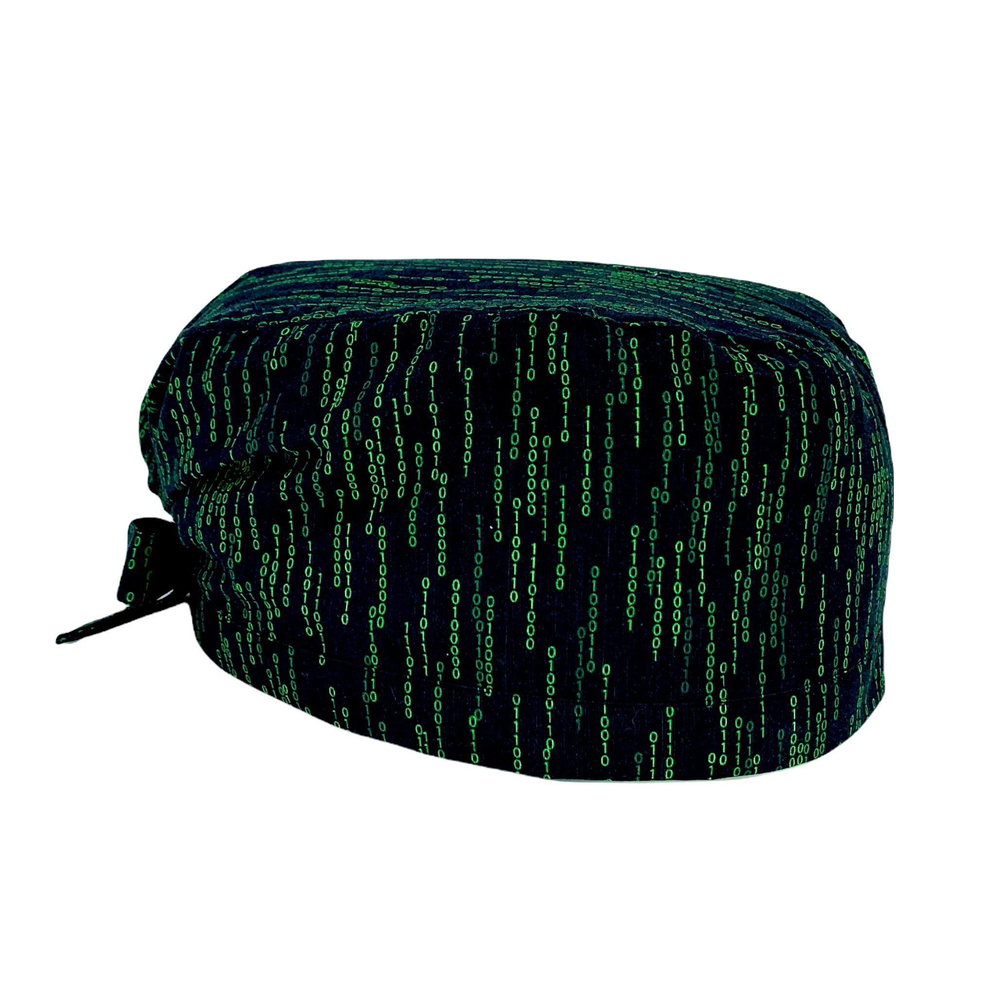 Codice binario verde che cade a cascata dall'alto su sfondo nero