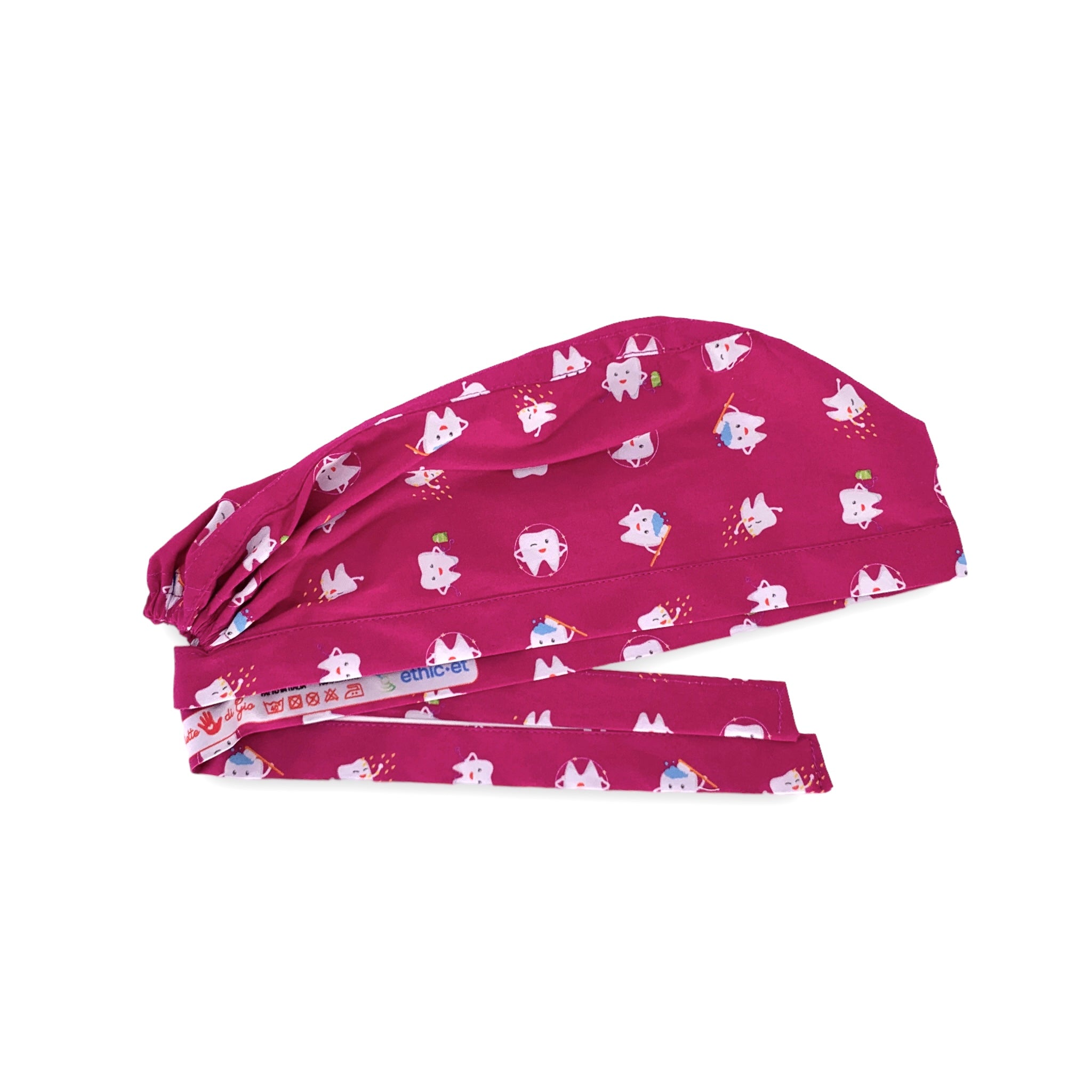 Una simpatica fantasia per dentisti e igienisti dentali, classica e sobria, con tanti piccoli denti che promuovono una corretta igiene orale. Il colore rimane protagonista, qui sfondo magenta