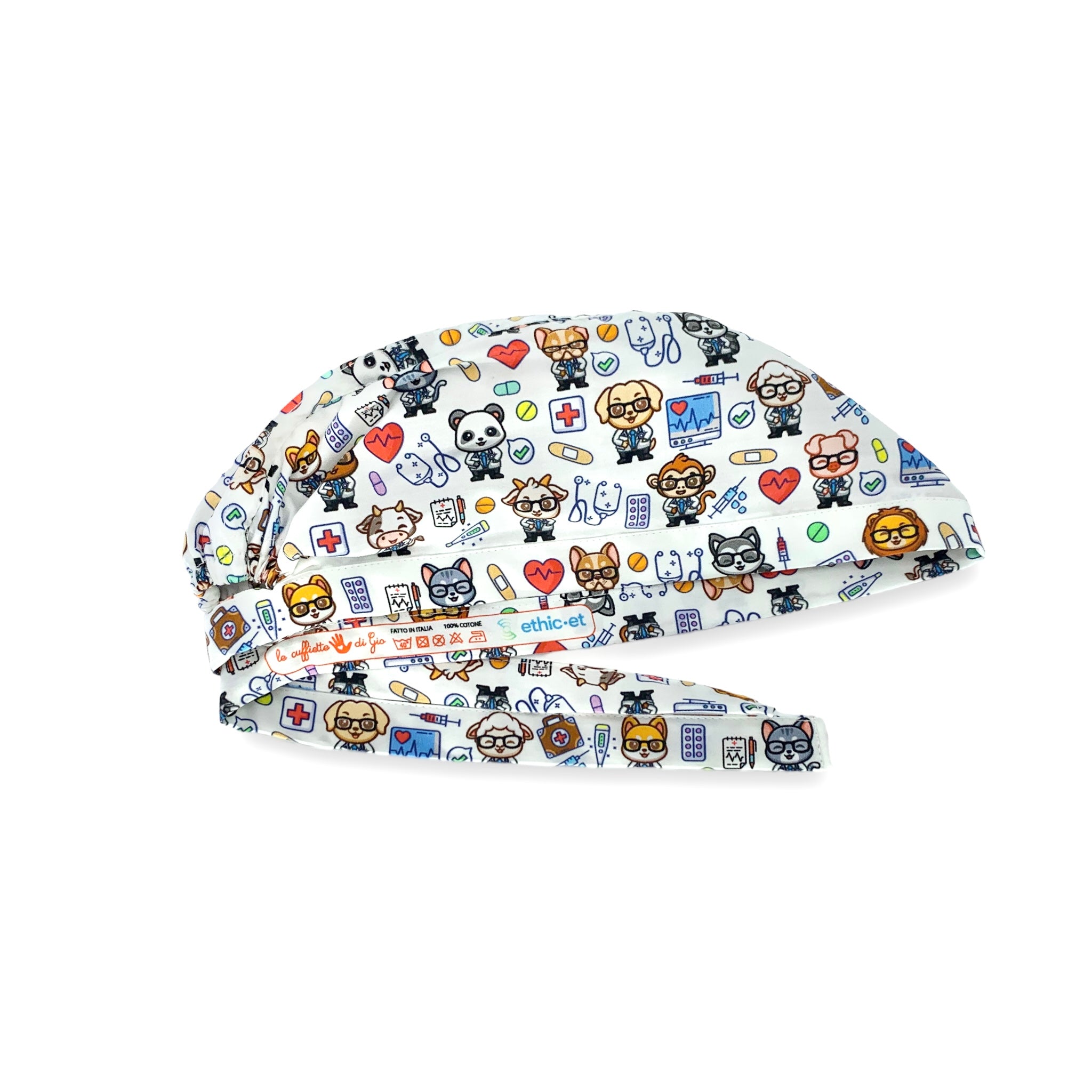 Una squadra irresistibile di animaletti dottori in camice! Sfondo bianco