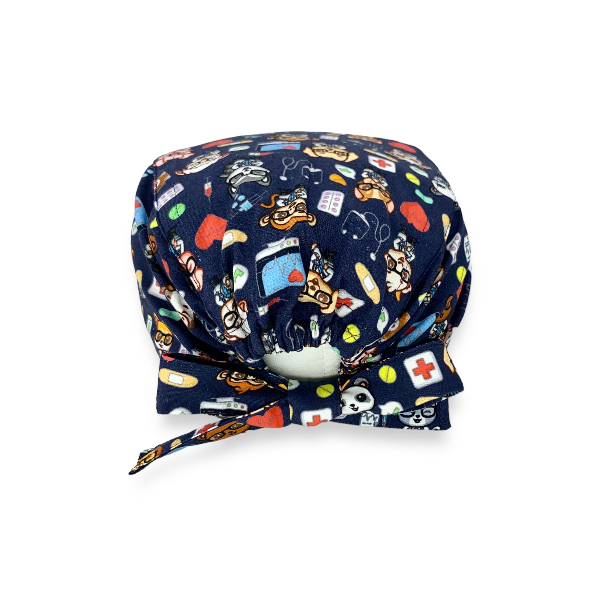 Una squadra irresistibile di animaletti dottori in camice! Sfondo blu