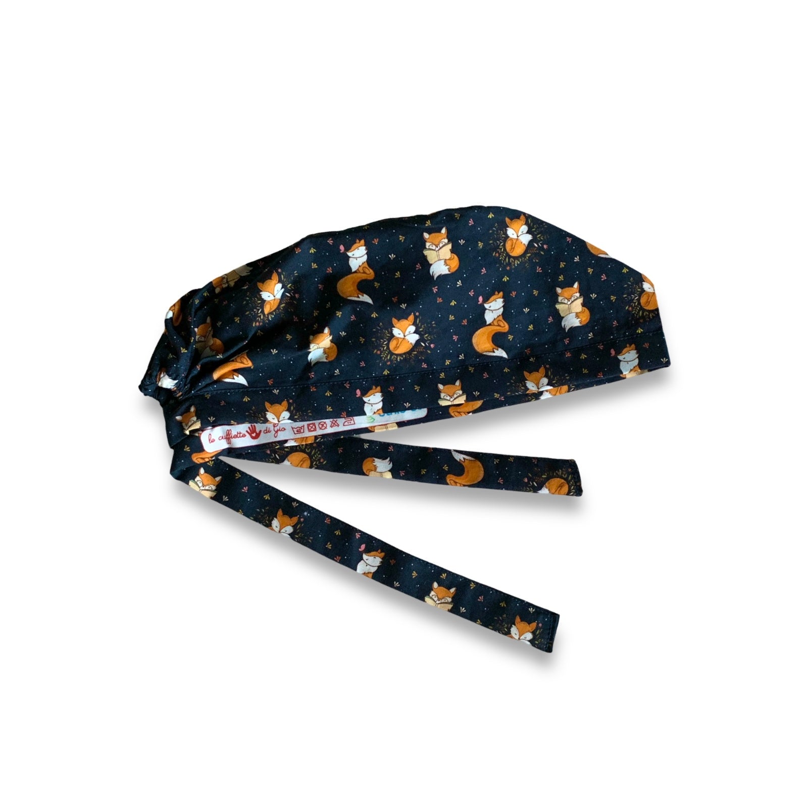 Delicatissime piccole volpi con fiorellini e foglie in nuance su sfondo blu scuro per un contrasto raffinato, un tocco di classe assicurato!