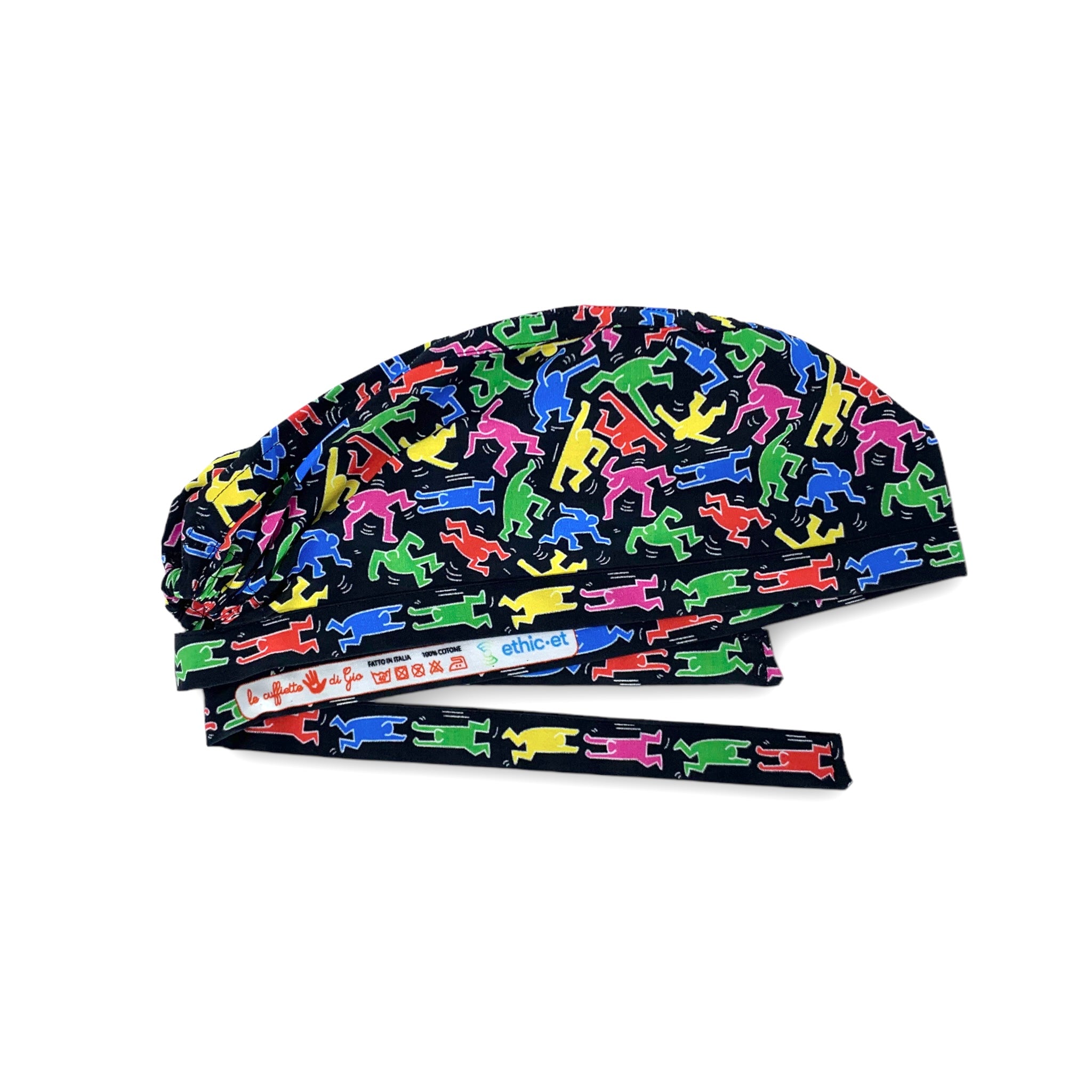 Cuffietta chirurgica con omini stilizzati in stile pop art