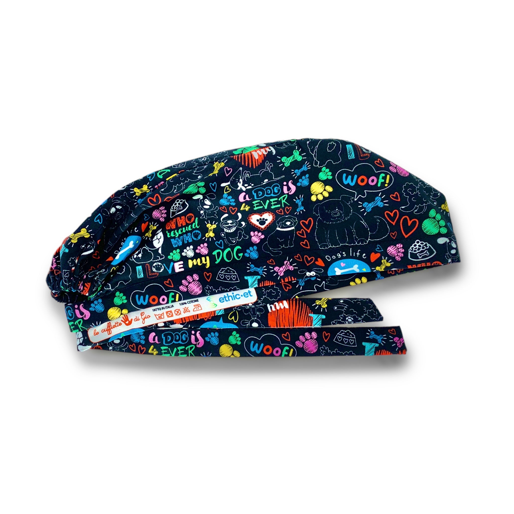 Una cuffietta chirurgica che dichiara l'amore più fedele che ci sia: I LOVE MY DOG