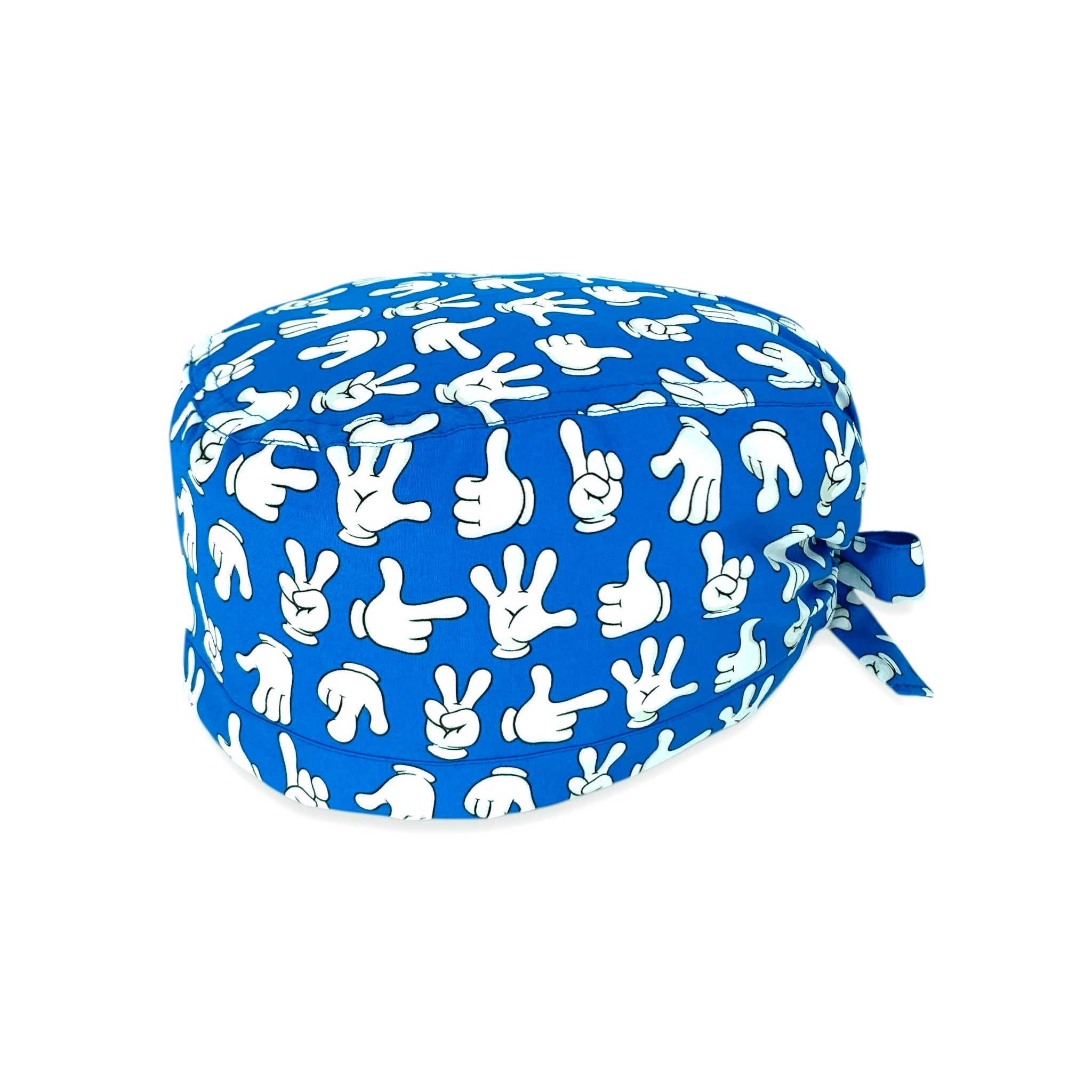 Cuffietta chirurgica con le mani del topo cartoon più famoso del mondo! Splendido il blu elettrico che le esalta in pieno!