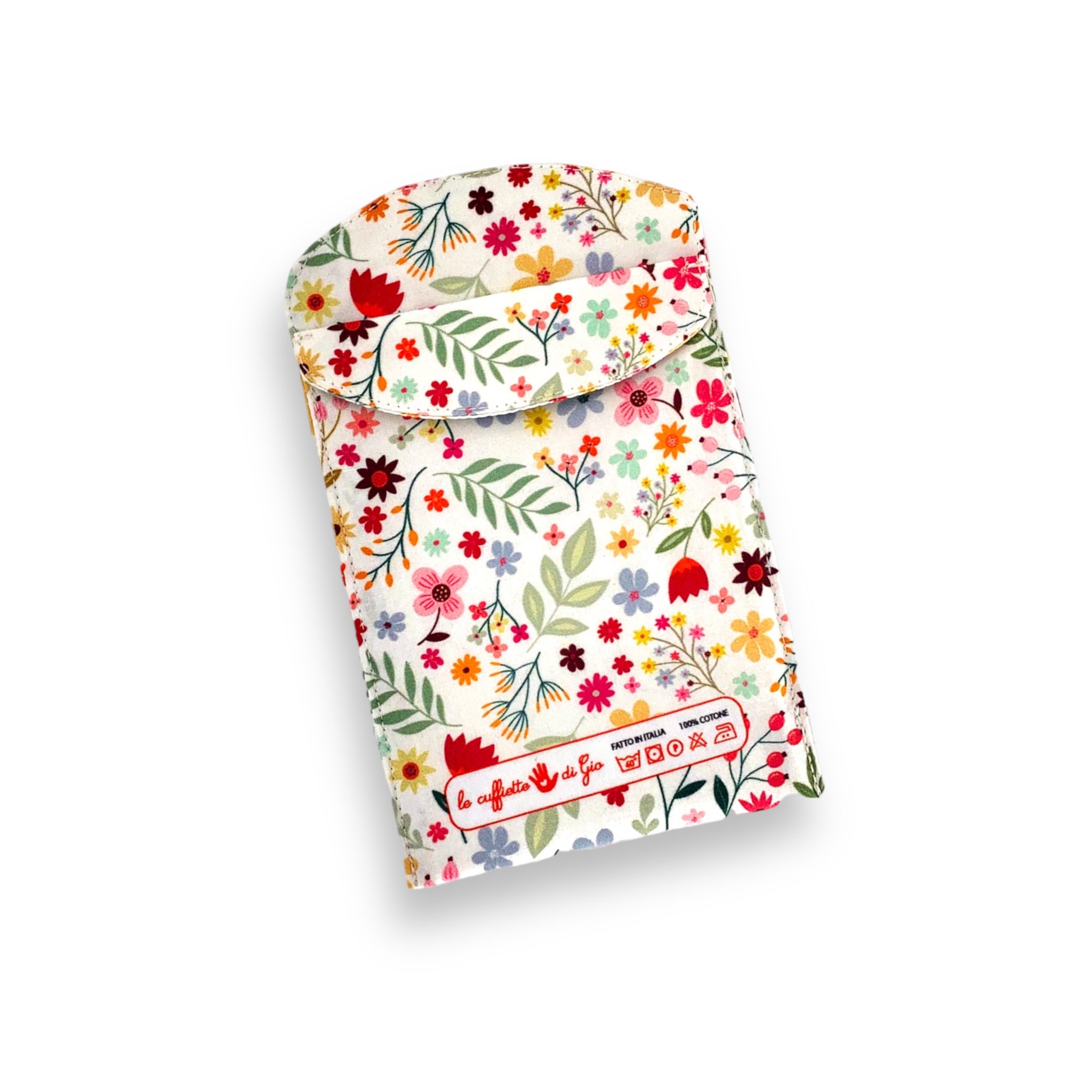 Portapenne da taschino in cotone 100% con fantasia floreale su sfondo panna