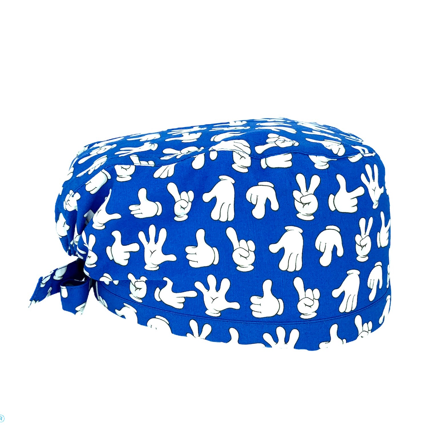 Cuffietta chirurgica con le mani del topo cartoon più famoso del mondo! Splendido il blu elettrico che le esalta in pieno!
