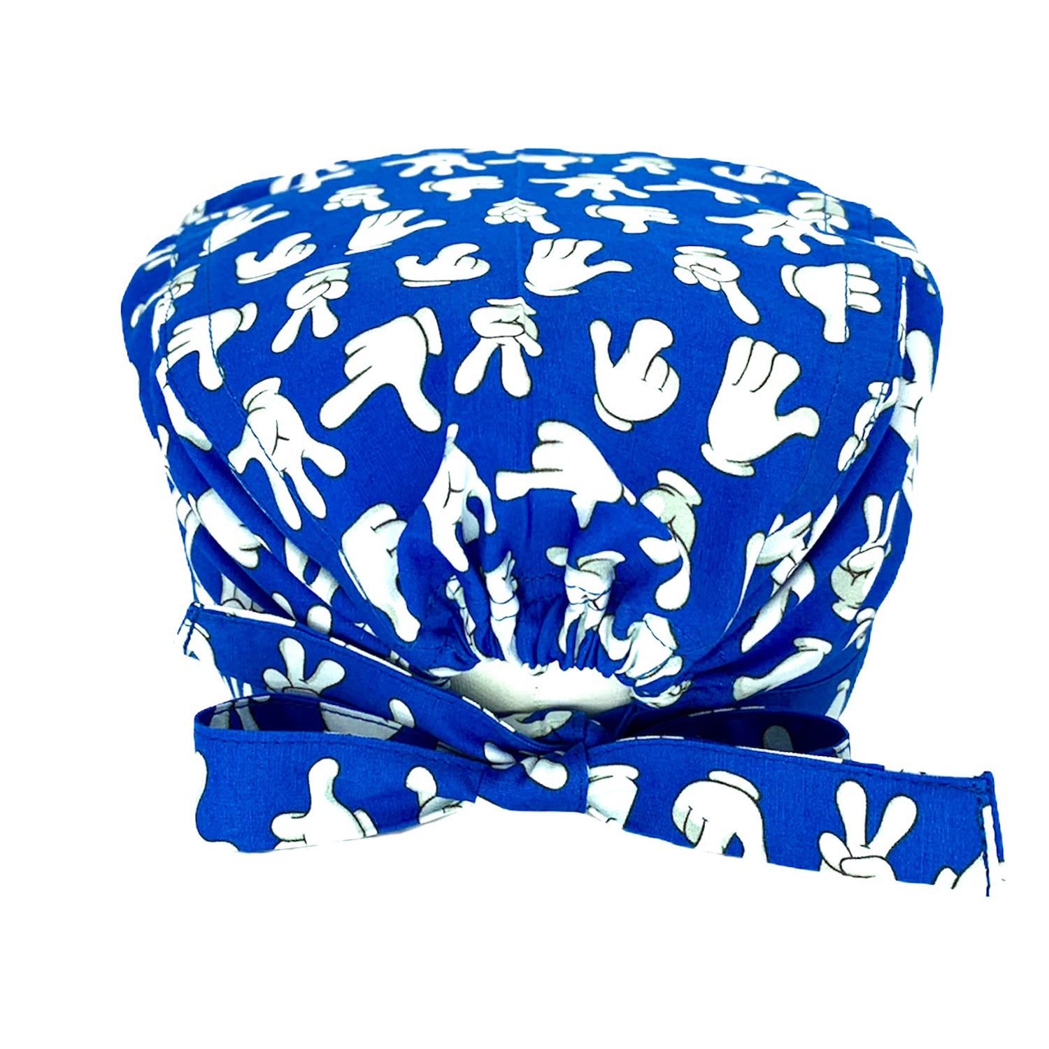 Cuffietta chirurgica con le mani del topo cartoon più famoso del mondo! Splendido il blu elettrico che le esalta in pieno!