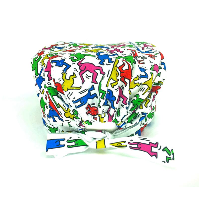 Cuffietta chirurgica con omini stilizzati in stile pop art