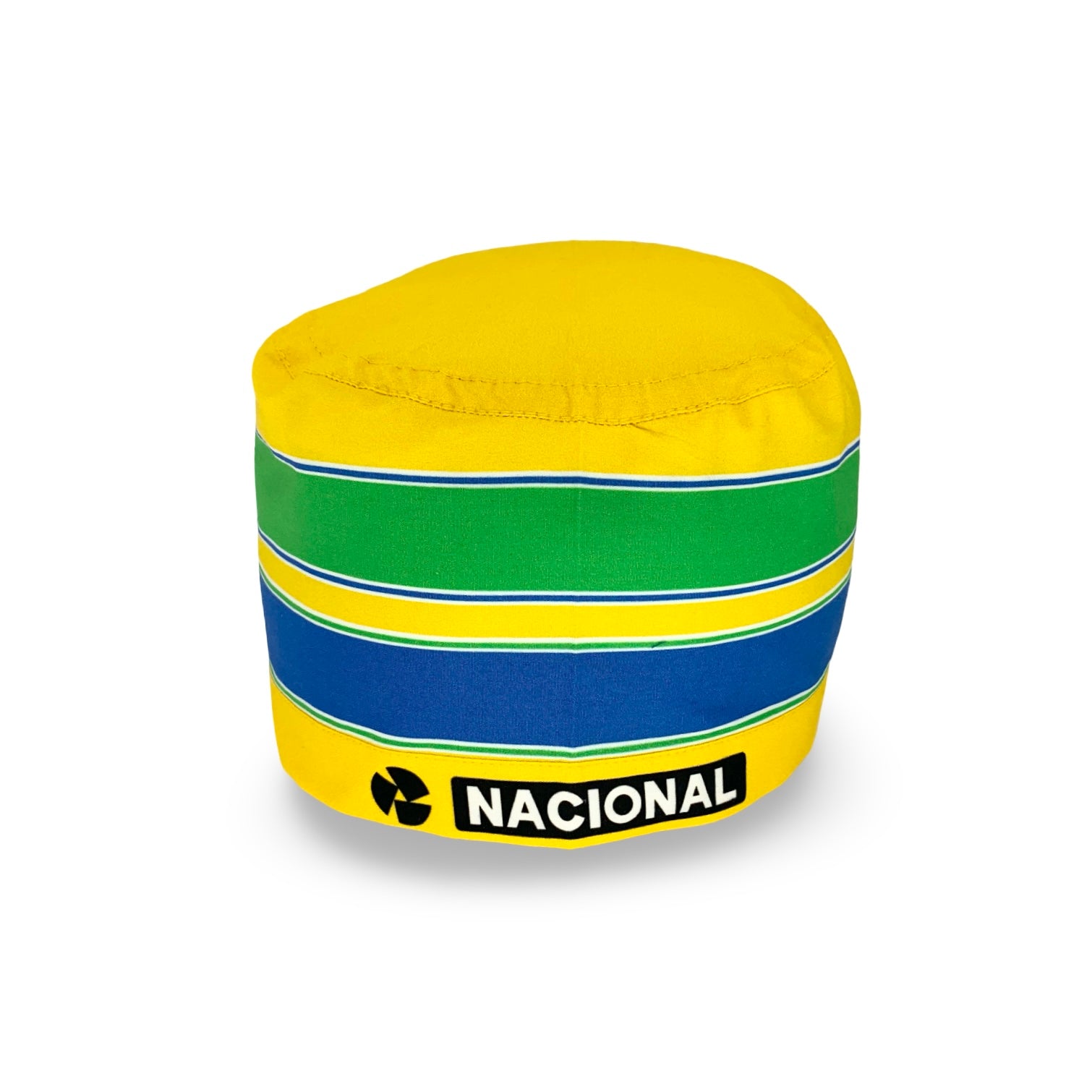 La cuffietta chirurgica che riproduce il casco del mitico Ayrton Senna