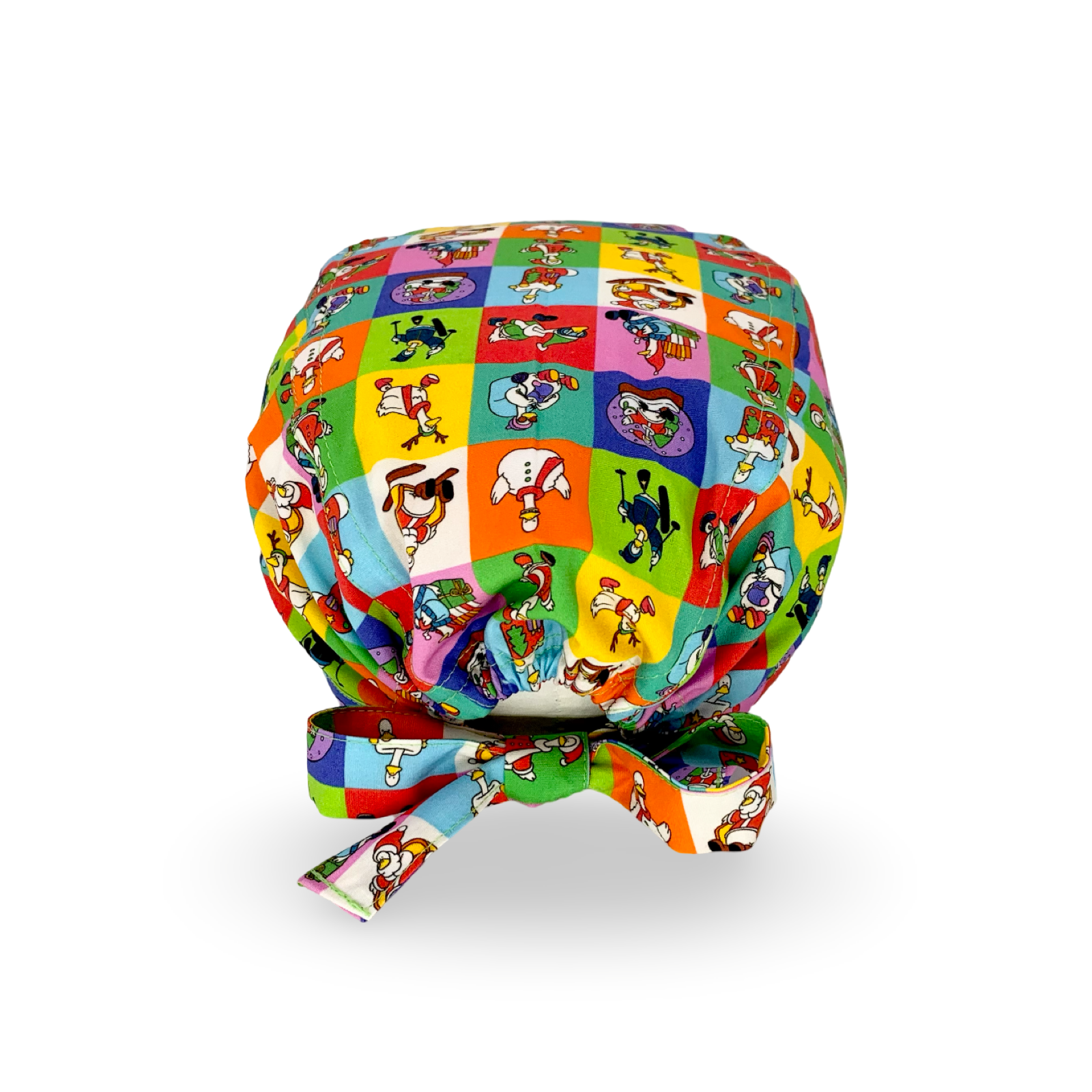 Un'oca esilarante si staglia sfondi coloratissimi ritratta in atteggiamenti tipici del periodo natalizio: sugli sci, travestita da renna, protagonista di una snow ball... per un Natale spiritoso e non convenzionale.