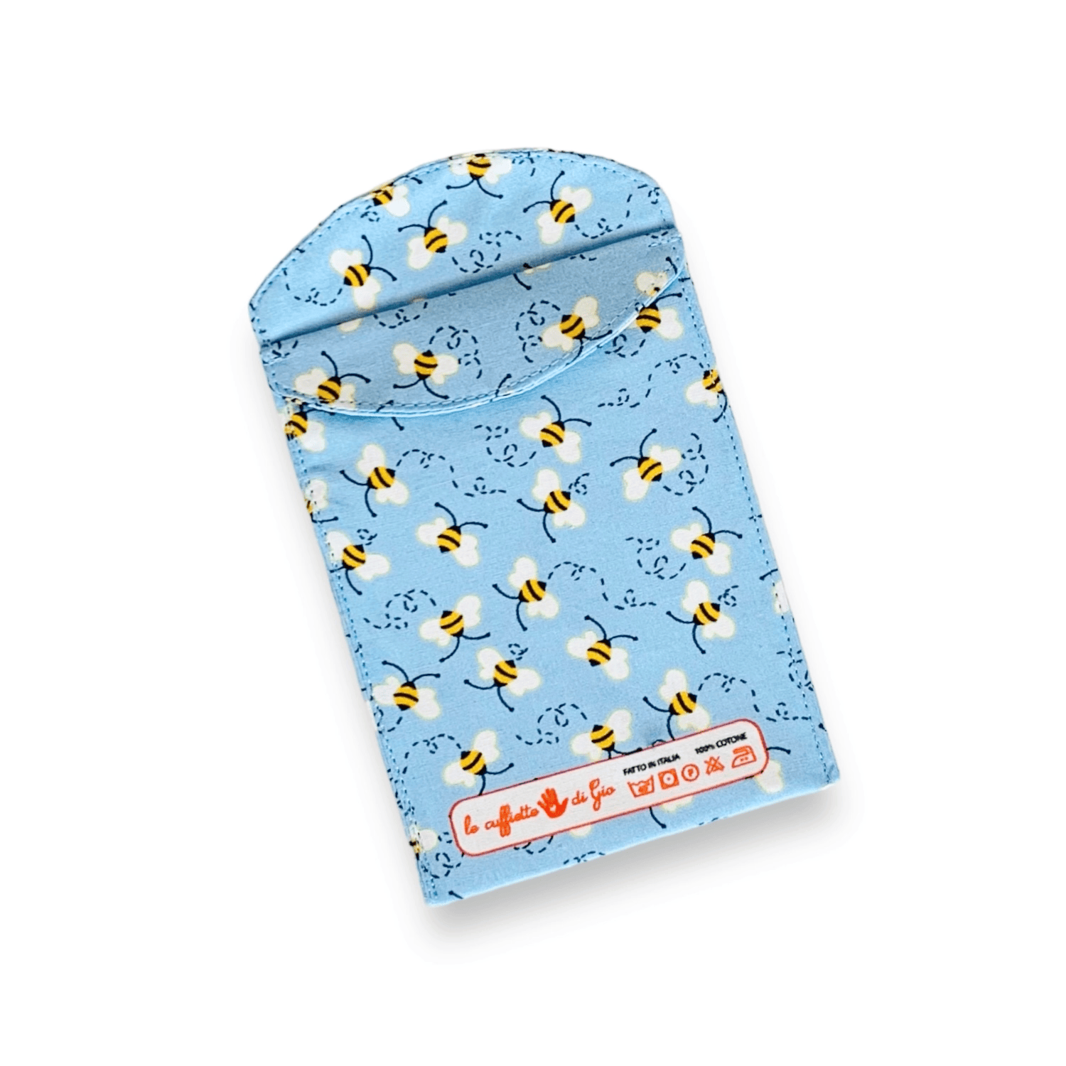 Portapenne da taschino con apine svolazzanti su sfondo azzurro o giallo
