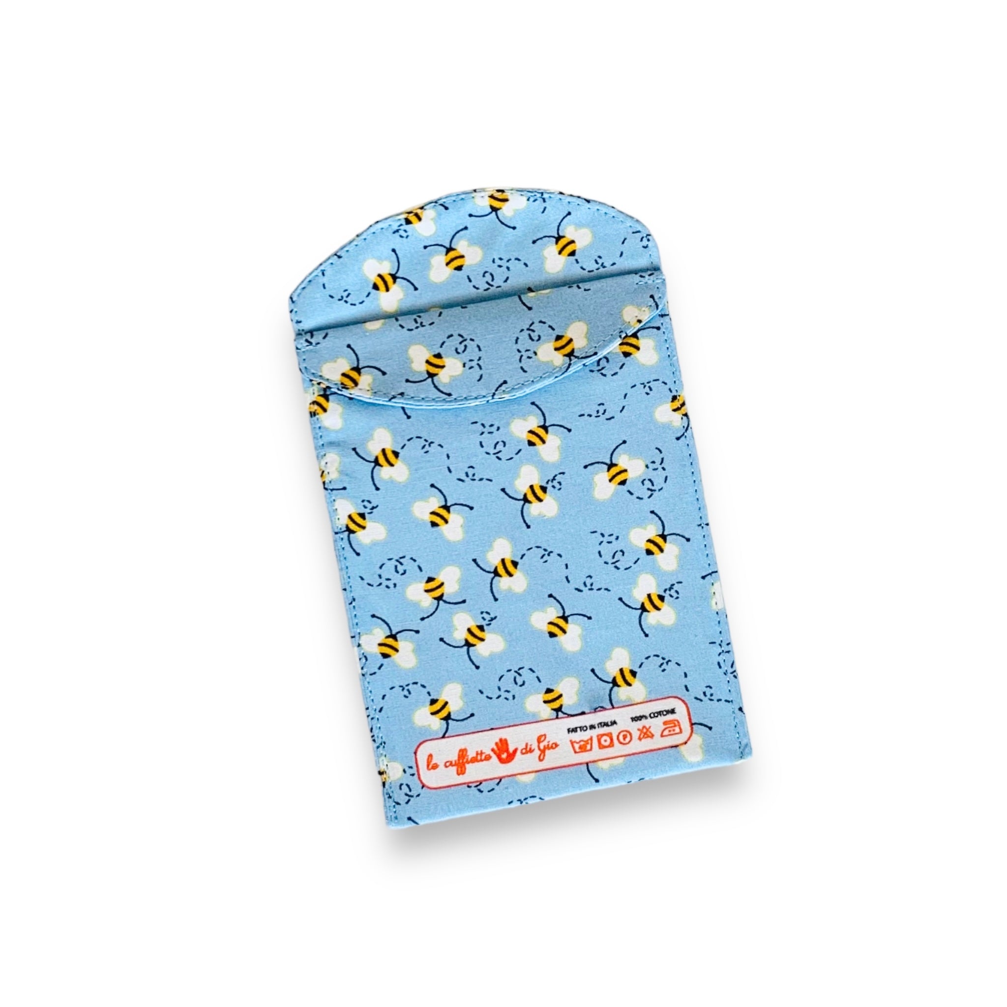 Portapenne da taschino con apine svolazzanti su sfondo azzurro