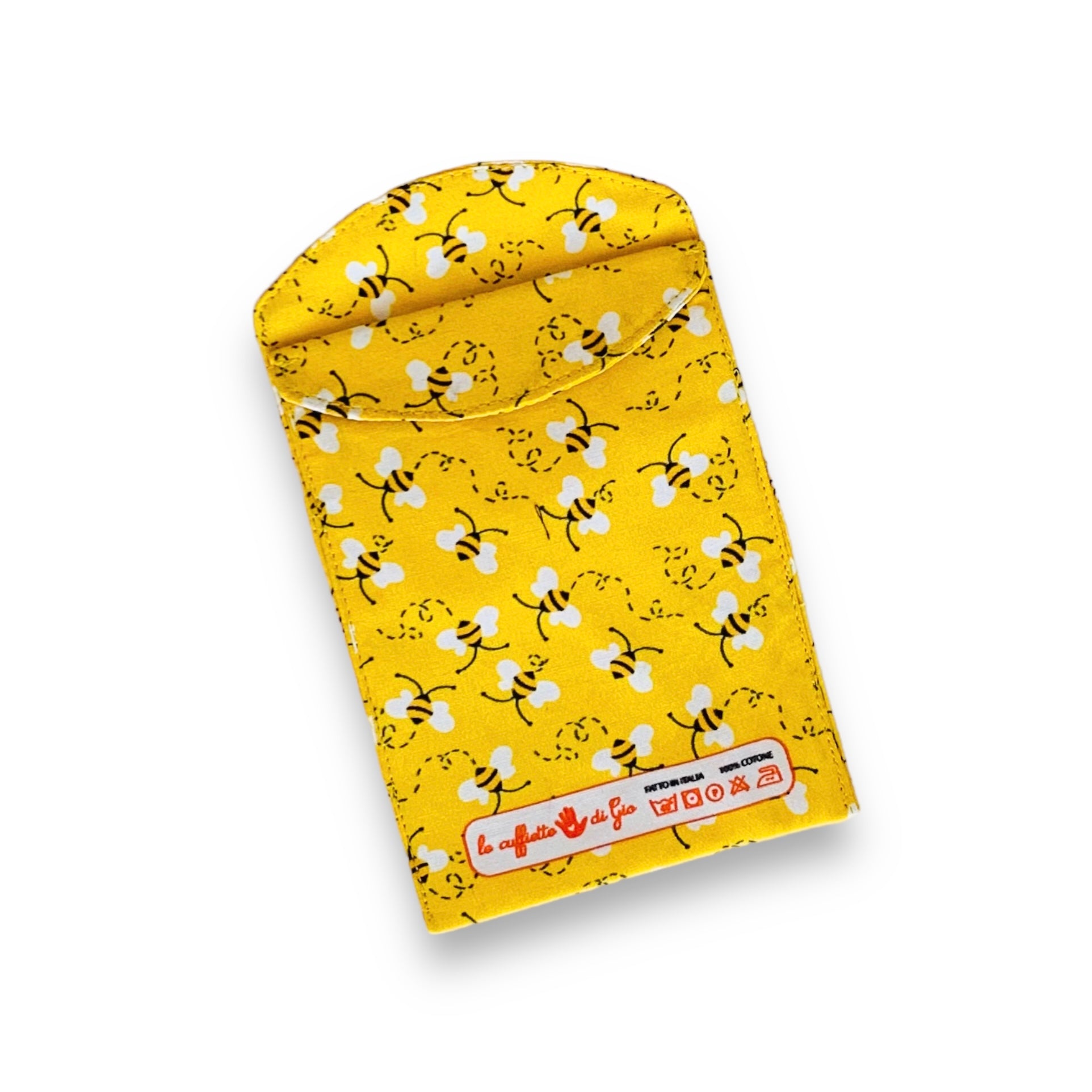Portapenne da taschino con apine svolazzanti su sfondo giallo